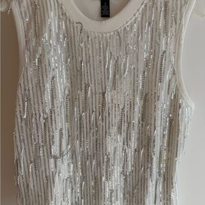 Silver Sequin Women's Tank Top